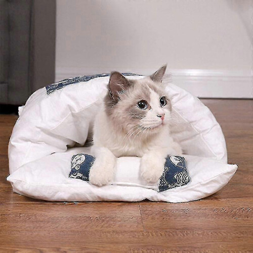 (M, E) Warm Cat Sleeping Bag Removable Cat Bed Winter Warm Cat House Small Pet Bed 2