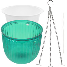 Self Watering Hanging Planter with Drainage Holes and Detachable Chains, Double Layer Flower Pot for Indoor Plants