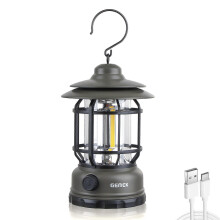 (Green) Camping Lantern Rechargeable, Retro Metal Camping Light, Hanging Dimmable COB Brightness Tent Light Camping [Energy Class A]
