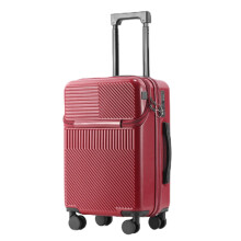 Lightweight Aluminum Frame Luggage Suitcase 26 Inch Red with DryWet Separation and Hidden Cup Holder