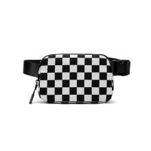 Checkered Fanny Pack for Women, Water Resistant Nylon Convertible Crossbody Belt Bag – Black