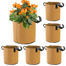 6Pack Nonwoven Aeration Grow Bags with Handles, 2 Gallon Fabric Plant Pots for Vegetables and Herbs