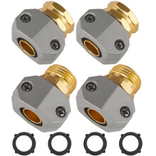 Garden Hose Kit 2 Sets Aluminum LeakProof Male and Female Connectors Fit 3/4 and 5/8 Inch Hoses