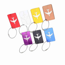 Aluminum Alloy Luggage Tag Airplane Shape Travel ID Tag with Privacy Protection and Secure Wire Rope