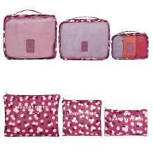 Compression Packing Cubes 6pcs Travel Organizer Set with Shoe Bag SpaceSaving Oxford Cloth Red
