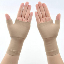 2PCS Wrist Support Brace Sleeves for Pain Relief, Breathable Chinlon Compression Gloves Nude Size S