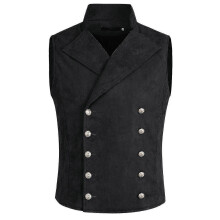 (XL, Black) Men's Double Breasted Suit Vest Retro Solid Color Stand Collar Vest