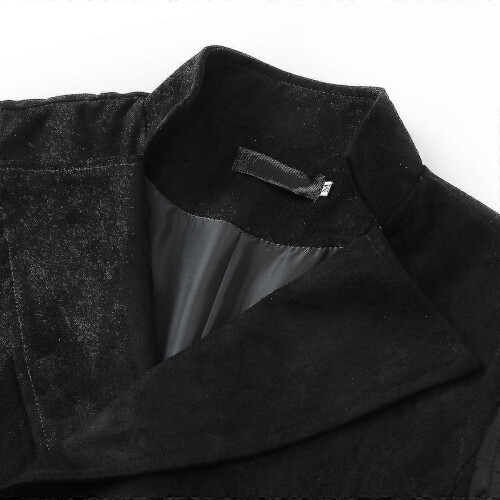 (XL, Black) Men's Double Breasted Suit Vest Retro Solid Color Stand Collar Vest 1