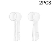 (Clear) 2pcs Round Electric Toothbrush Head Protective Cover Tooth Brush Heads Lids