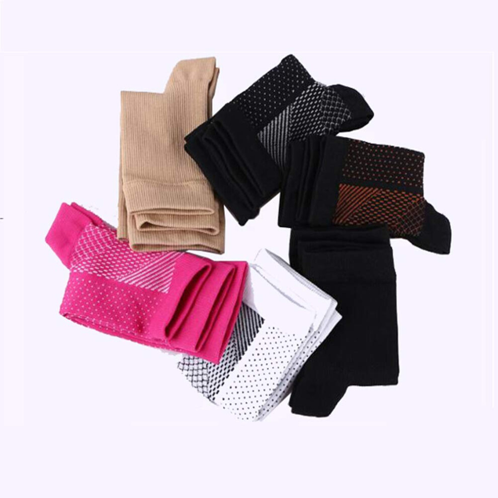 6 Pairs Copper Infused Toeless Compression Socks for Plantar Fasciitis Relief and Foot Support Black S/M