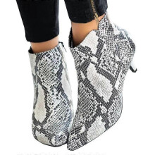 (43, Snake Print) Womens Chelsea Ankle Boots Low Mid Kitten Heels Casual Zip Pointy Booties Shoes Multiple Sizes Available