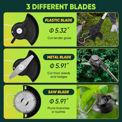 24V Cordless Weed Wacker Electric Grass Trimmer 3in1 Cutting Modes Dual Battery Stringless Design 1
