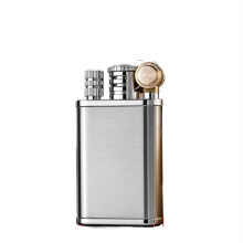 Vintage Kerosene Lighter with Dual Ignition Modes, Refillable Windproof Waterproof Metal Design for Camping Outdoor Use