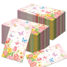 100 Pack Disposable Paper Guest Towels, Elegant Butterfly Floral Napkins for Bathroom, Wedding and Party
