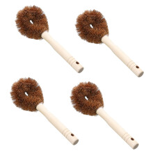 4pcs Long Handle Coconut Palm Dishwashing Brush for Kitchen Sink Pots Pans Bowls with Ergonomic Grip