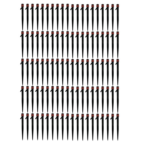 100pcs Drip Emitters 360-Degree Adjustable Red 13cm 1