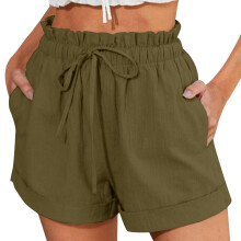Women's Shorts Knee Length Shorts Loose Fit Cargo-Army Green M