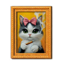 Artistic Wooden Cats Magnets With Full Magnetic Backing-SCE138