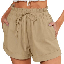 Women's Shorts Knee Length Shorts Loose Fit Cargo Track-Khaki S