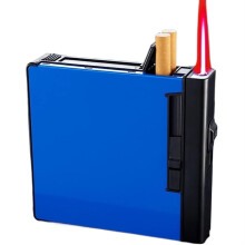 2 in 1 Windproof Jet Flame Butane Cigarette Case Lighter for Men, Refillable and Compact Design