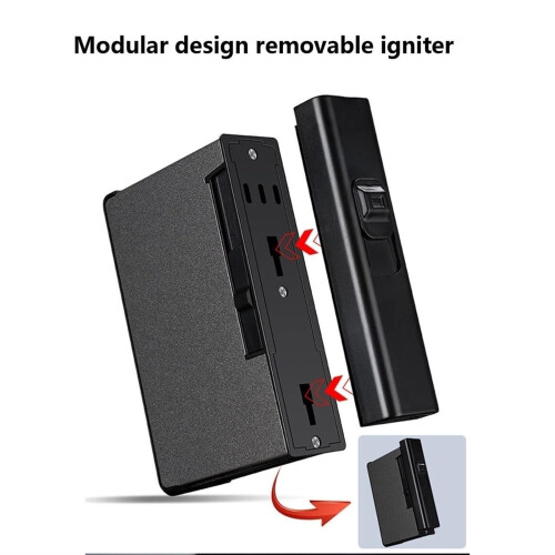 2 in 1 Windproof Jet Flame Butane Cigarette Case Lighter for Men, Refillable and Compact Design 1