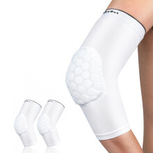 White XL Elbow Compression Sleeve with ImpactResistant Honeycomb Pads for Basketball and Sports