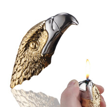 Gold Eagle Head Butane Torch Lighter, Windproof Dual Jet Flame Refillable Metal Lighter for BBQ Camping