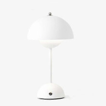 (White) Nordic Rechargeable Flower Table Lamp Bedside Desk Lamp Mushroom Bedroom Table Decoration Night Table Lamp Night Lights