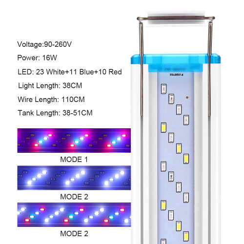 8W Slim LED Light for 7-12in Tanks, 3 Modes