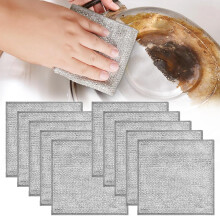 Non Scratch Scrubbing Cloth 10 Pack, Double Layer Reusable Metal Wire Dishcloths for Kitchen Pots and Pans