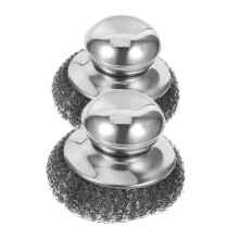 2Pcs Dish Scrub Brush with Handle Non‑Scratch Stainless Steel Pot and Pan Scrubber Ergonomic Grip Design for Kitchen Cleaning