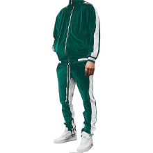 (S, Green) "Men's Velvet Sweatsuit Set, Casual Jacket Pants Tracksuit Set" x