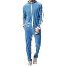 (S, Blue) "Men's Velvet Sweatsuit Set, Casual Jacket Pants Tracksuit Set" x