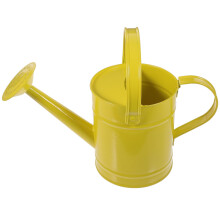 Yellow Metal Watering Can with Long Spout and Ergonomic Dual Handle for Indoor Plants