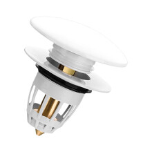 Ceramic Brass Pop Up Drain Stopper for Bathroom Sink, Easy Press Operation, Durable and Modern Design