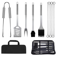 12 Pcs Stainless Steel BBQ Grill Set, Heavy Duty Grilling Accessories with Storage Bag for Outdoor Cooking