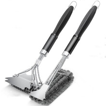 Grill Brush and Scraper Set, Heavy Duty BBQ Grill Cleaning Brush with Dual Heads and Long HeatSafe Handle