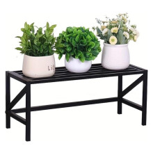 Metal Plant Stand 80cm Black Single Tier Shelf, HeavyDuty Weatherproof Display Rack for Home and Garden