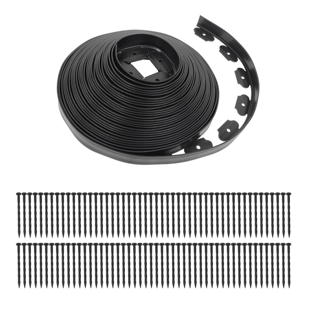 80Ft No Dig Landscape Edging Kit With 100 Spikes, Flexible Durable Garden Edging Border For Lawn And Flower Beds 9330225376583