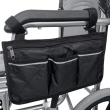 Waterproof Wheelchair Side Bag with Multiple Pockets, Lightweight Walker Accessory Bag for Travel