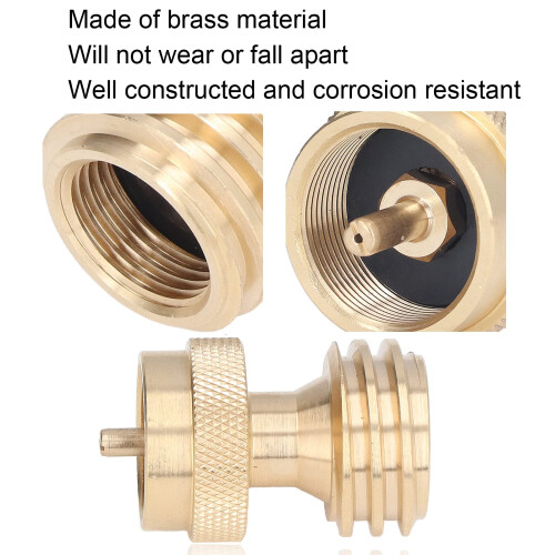 Propane Refill Adapter with Automatic Pressure Cutoff, Durable Brass 1lb Tank Adapter for Easy Use 1