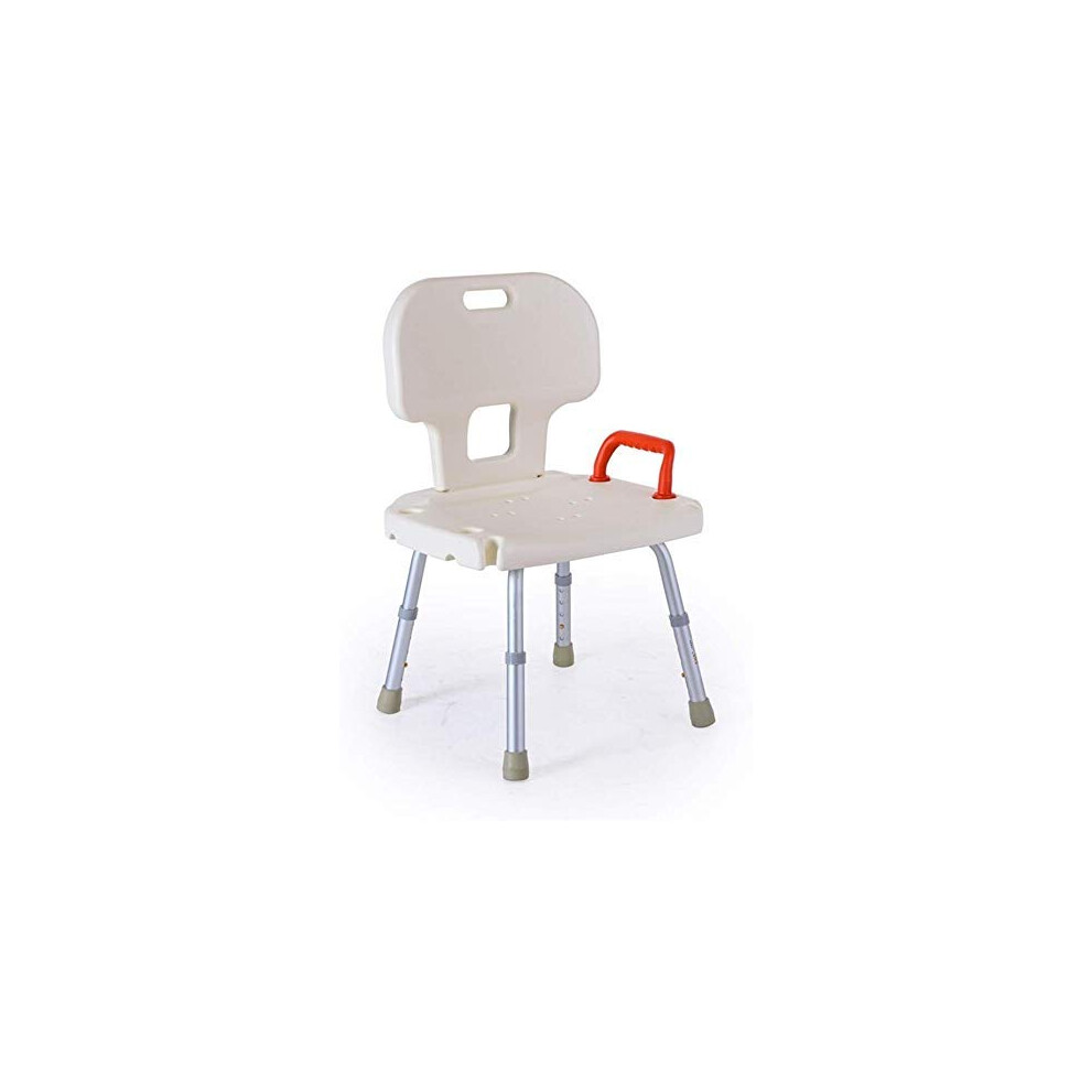 Adjustable Shower Chair with Backrest and Handrail, NonSlip Bathroom Safety Stool for Elderly
