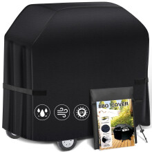 58 Inch Waterproof BBQ Grill Cover, Heavy Duty UV Resistant Outdoor Black Gas Grill Cover for Weber and Brinkmann