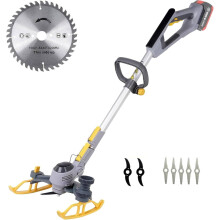 Cordless Weed Trimmer 21A, Dual Battery 3in1 Electric Grass Edger, 90 Rotating Head, Adjustable Handle