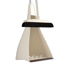 Broom and Dustpan Set with Self‑Cleaning Bristle Comb, Ergonomic Long Handle, Foldable Space‑Saving Design
