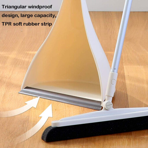 Broom and Dustpan Set with Self‑Cleaning Bristle Comb, Ergonomic Long Handle, Foldable Space‑Saving Design 2