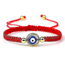 (red golden color3) Evil Eye Braided Bracelet Lucky Red Black Color Thread Couple Chain Handmade