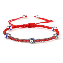(red sliver color2) Evil Eye Braided Bracelet Lucky Red Black Color Thread Couple Chain Handmade