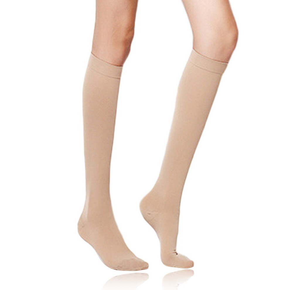 Beige Medical Compression Socks 30Â40 Mmhg Knee Stockings For Varicose Veins, Pregnancy And Travel