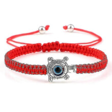 (red turtle) Evil Eye Braided Bracelet Lucky Red Black Color Thread Couple Chain Handmade
